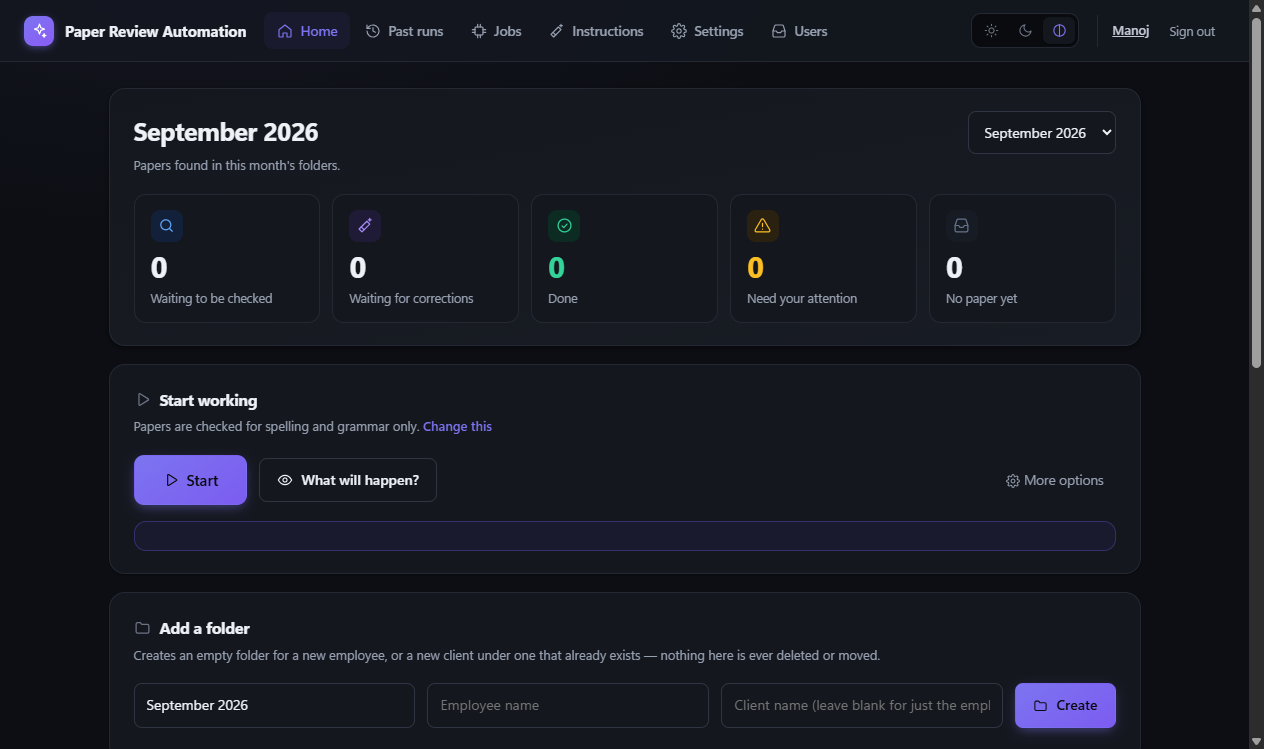 Dashboard overview
